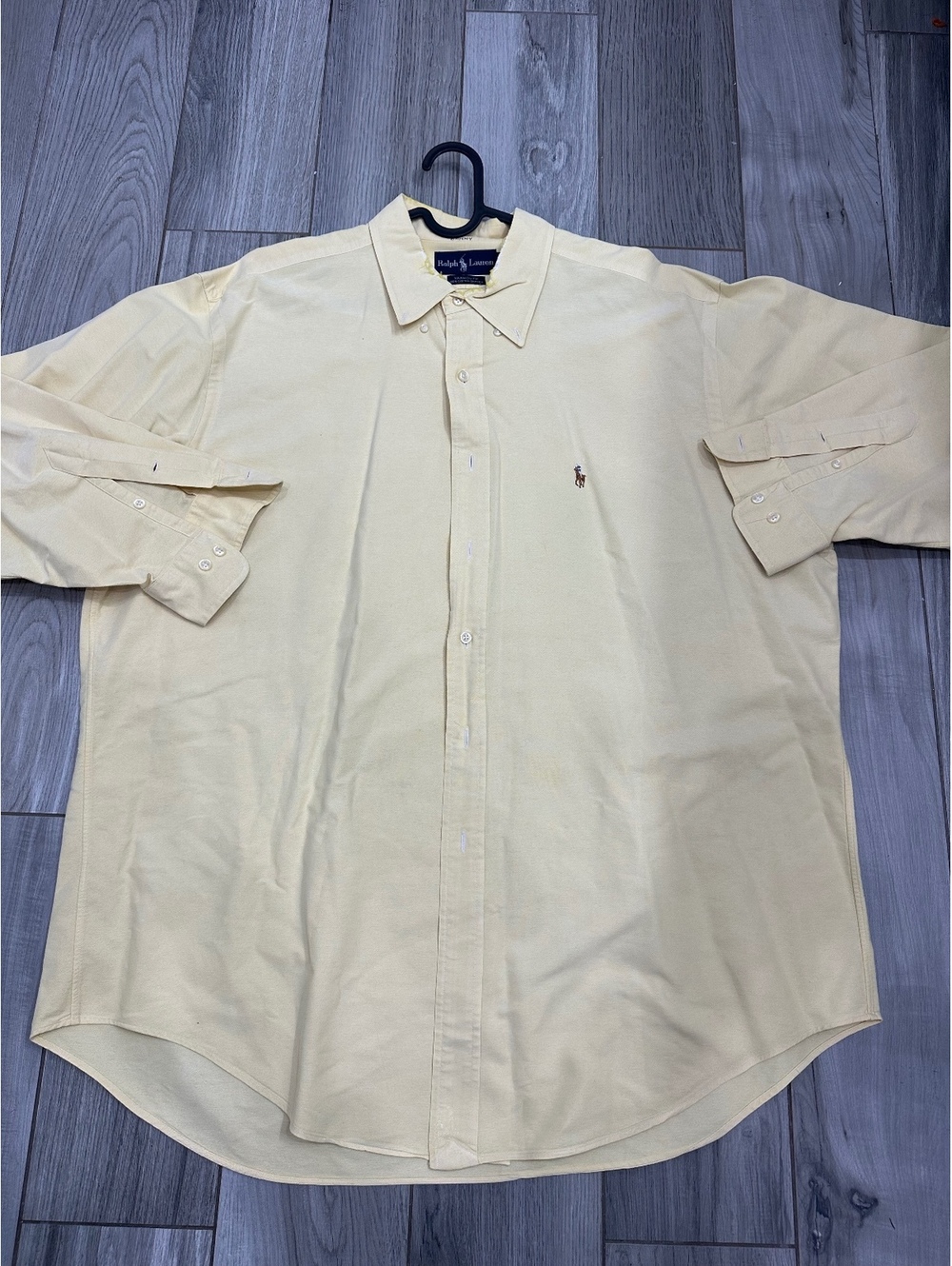 Ralph Lauren Yarmouth 100% Cotton Oxford Yellow Dress Shirt Size 17/33